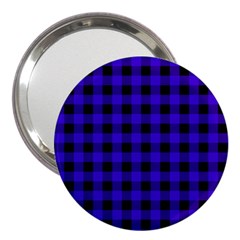 Dark Blue Black Buffalo Plaid 3  Handbag Mirrors by SpinnyChairDesigns