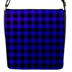 Dark Blue Black Buffalo Plaid Flap Closure Messenger Bag (s) by SpinnyChairDesigns