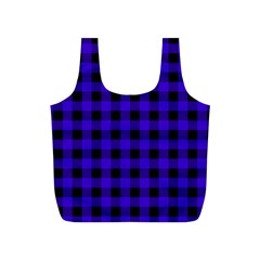 Dark Blue Black Buffalo Plaid Full Print Recycle Bag (s) by SpinnyChairDesigns