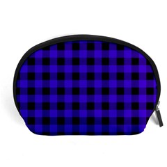 Dark Blue Black Buffalo Plaid Accessory Pouch (large) by SpinnyChairDesigns