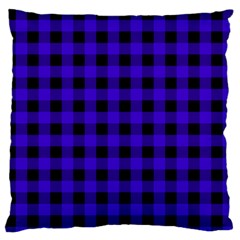 Dark Blue Black Buffalo Plaid Standard Flano Cushion Case (one Side) by SpinnyChairDesigns