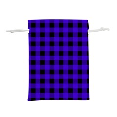 Dark Blue Black Buffalo Plaid Lightweight Drawstring Pouch (m) by SpinnyChairDesigns