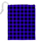 Dark Blue Black Buffalo Plaid Drawstring Pouch (4XL) Back