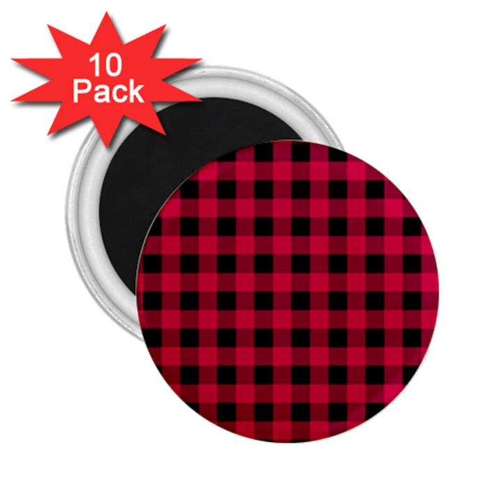 Dark Pink Black Buffalo Plaid 2.25  Magnets (10 pack) 