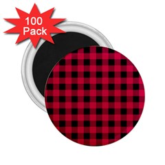 Dark Pink Black Buffalo Plaid 2 25  Magnets (100 Pack)  by SpinnyChairDesigns