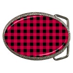 Dark Pink Black Buffalo Plaid Belt Buckles Front