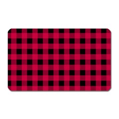 Dark Pink Black Buffalo Plaid Magnet (rectangular) by SpinnyChairDesigns