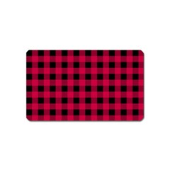 Dark Pink Black Buffalo Plaid Magnet (name Card) by SpinnyChairDesigns