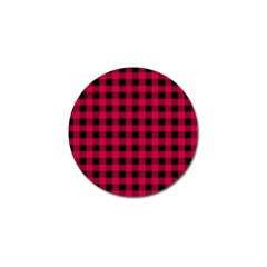 Dark Pink Black Buffalo Plaid Golf Ball Marker by SpinnyChairDesigns