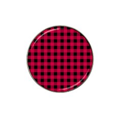 Dark Pink Black Buffalo Plaid Hat Clip Ball Marker by SpinnyChairDesigns