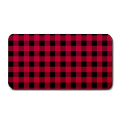 Dark Pink Black Buffalo Plaid Medium Bar Mats by SpinnyChairDesigns