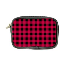 Dark Pink Black Buffalo Plaid Coin Purse by SpinnyChairDesigns