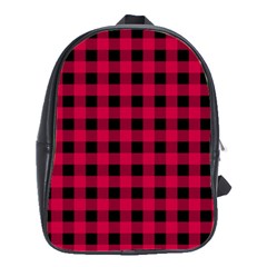 Dark Pink Black Buffalo Plaid School Bag (large) by SpinnyChairDesigns