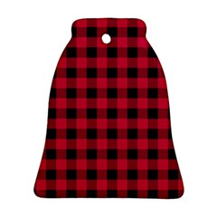 Dark Pink Black Buffalo Plaid Bell Ornament (two Sides) by SpinnyChairDesigns