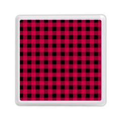 Dark Pink Black Buffalo Plaid Memory Card Reader (square) by SpinnyChairDesigns