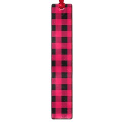 Dark Pink Black Buffalo Plaid Large Book Marks by SpinnyChairDesigns