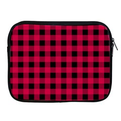 Dark Pink Black Buffalo Plaid Apple Ipad 2/3/4 Zipper Cases by SpinnyChairDesigns