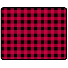 Dark Pink Black Buffalo Plaid Double Sided Fleece Blanket (medium)  by SpinnyChairDesigns