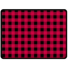 Dark Pink Black Buffalo Plaid Double Sided Fleece Blanket (large)  by SpinnyChairDesigns