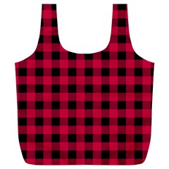 Dark Pink Black Buffalo Plaid Full Print Recycle Bag (xl) by SpinnyChairDesigns