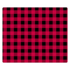 Dark Pink Black Buffalo Plaid Double Sided Flano Blanket (small)  by SpinnyChairDesigns