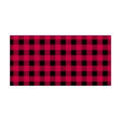 Dark Pink Black Buffalo Plaid Yoga Headband by SpinnyChairDesigns