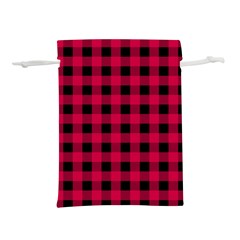 Dark Pink Black Buffalo Plaid Lightweight Drawstring Pouch (m) by SpinnyChairDesigns