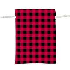 Dark Pink Black Buffalo Plaid  Lightweight Drawstring Pouch (xl) by SpinnyChairDesigns