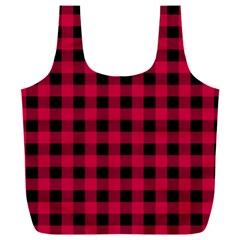 Dark Pink Black Buffalo Plaid Full Print Recycle Bag (xxxl) by SpinnyChairDesigns