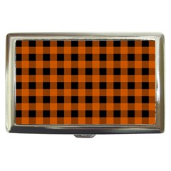 Orange Black Buffalo Plaid Cigarette Money Case by SpinnyChairDesigns