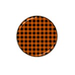 Orange Black Buffalo Plaid Hat Clip Ball Marker (10 pack) Front