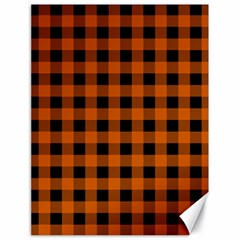 Orange Black Buffalo Plaid Canvas 18  X 24  by SpinnyChairDesigns