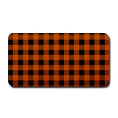 Orange Black Buffalo Plaid Medium Bar Mats by SpinnyChairDesigns