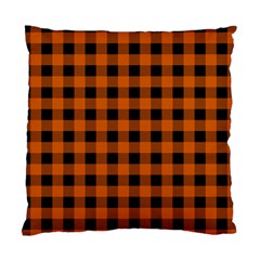 Orange Black Buffalo Plaid Standard Cushion Case (one Side) by SpinnyChairDesigns