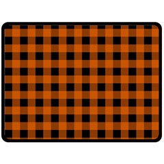 Orange Black Buffalo Plaid Fleece Blanket (large)  by SpinnyChairDesigns