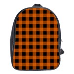 Orange Black Buffalo Plaid School Bag (XL) Front