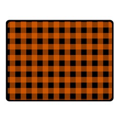 Orange Black Buffalo Plaid Double Sided Fleece Blanket (small)  by SpinnyChairDesigns