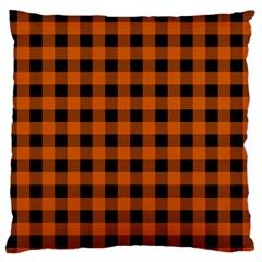 Orange Black Buffalo Plaid Standard Flano Cushion Case (one Side) by SpinnyChairDesigns