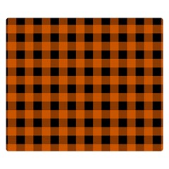 Orange Black Buffalo Plaid Double Sided Flano Blanket (small)  by SpinnyChairDesigns