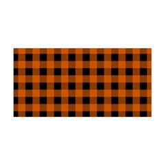 Orange Black Buffalo Plaid Yoga Headband by SpinnyChairDesigns