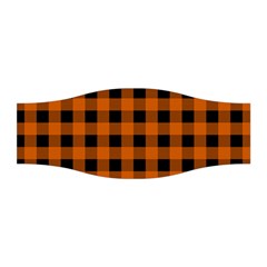 Orange Black Buffalo Plaid Stretchable Headband by SpinnyChairDesigns