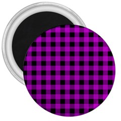 Purple Black Buffalo Plaid 3  Magnets by SpinnyChairDesigns