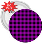 Purple Black Buffalo Plaid 3  Buttons (100 pack)  Front