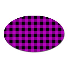 Purple Black Buffalo Plaid Oval Magnet by SpinnyChairDesigns