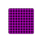 Purple Black Buffalo Plaid Square Magnet Front