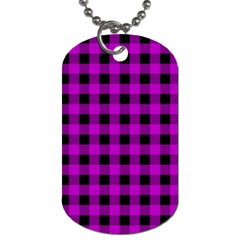 Purple Black Buffalo Plaid Dog Tag (one Side) by SpinnyChairDesigns