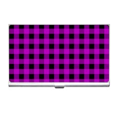 Purple Black Buffalo Plaid Business Card Holder by SpinnyChairDesigns