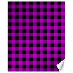 Purple Black Buffalo Plaid Canvas 16  X 20  by SpinnyChairDesigns