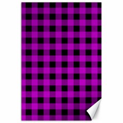 Purple Black Buffalo Plaid Canvas 20  X 30  by SpinnyChairDesigns