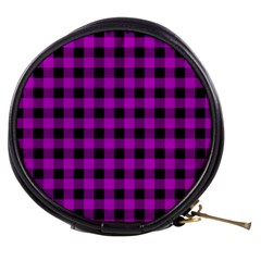 Purple Black Buffalo Plaid Mini Makeup Bag by SpinnyChairDesigns